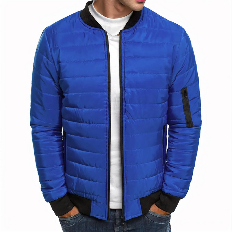 Meeste polsterdatud jakid Talvine Täistõmblukuga Outwear Casual Tuulekindel soe mantel