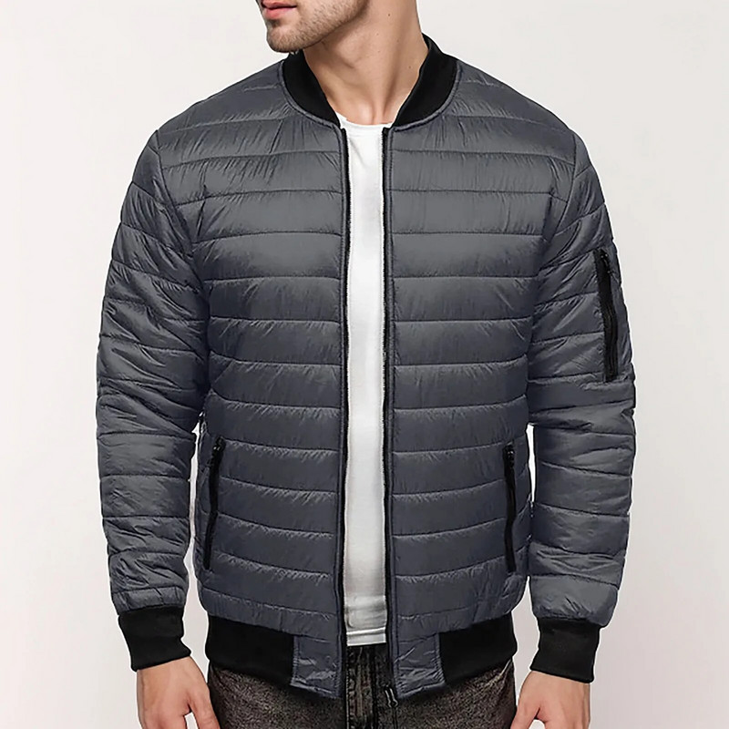 Meeste polsterdatud jakid Talvine Täistõmblukuga Outwear Casual Tuulekindel soe mantel