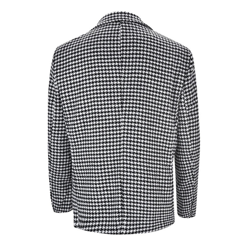 Pánske sako s kockovaným vzorom, ležérne sako, štíhle dvojradové sako, pekný mužský biznis módny sako, mužský ženíchov kabát