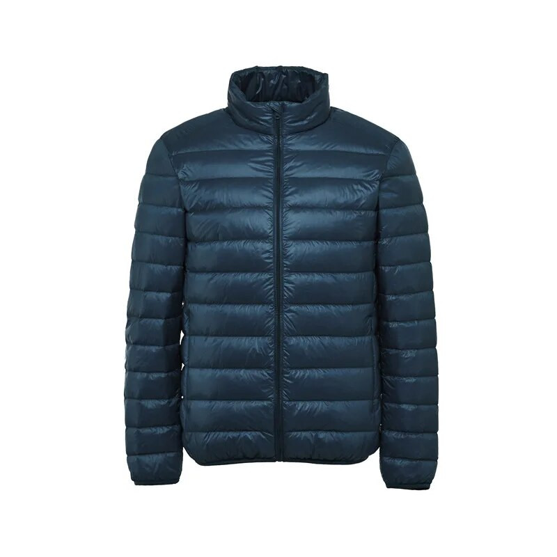 Jesenné módne pánske ultraľahké páperové bundy, zimný zipsový perový kabát, prenosný teplý prešívaný vrchný odev, prešívané oblečenie