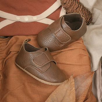 KIDSUN Βρεφικά παπούτσια για κορίτσι αγόρι Unisex PU Δερμάτινη σόλα από καουτσούκ Αντιολισθητική θηλιά με γάντζο Βρεφικό νήπιο First Walkers Fashion Μοκασίνια