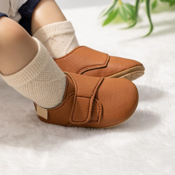 KIDSUN Βρεφικά παπούτσια για κορίτσι αγόρι Unisex PU Δερμάτινη σόλα από καουτσούκ Αντιολισθητική θηλιά με γάντζο Βρεφικό νήπιο First Walkers Fashion Μοκασίνια