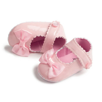 Meckior Classic PU δερμάτινα παιδικά παπούτσια για κορίτσια με παπιγιόν Princess Επίπεδα αντιολισθητικά βαμβακερά παπούτσια με φόρεμα για νεογέννητο κρεβατάκι 0-18 εκατ.