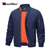 Pánska bomber bunda MAGCOMSEN, jarná/jesenná, teplá, zipsová, prešívaná, vetruodolná, hrubá bunda, pilotná, vrchné oblečenie, streetwear