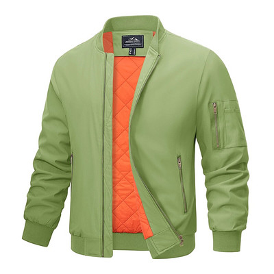 Pánska bomber bunda MAGCOMSEN, jarná/jesenná, teplá, zipsová, prešívaná, vetruodolná, hrubá bunda, pilotná, vrchné oblečenie, streetwear