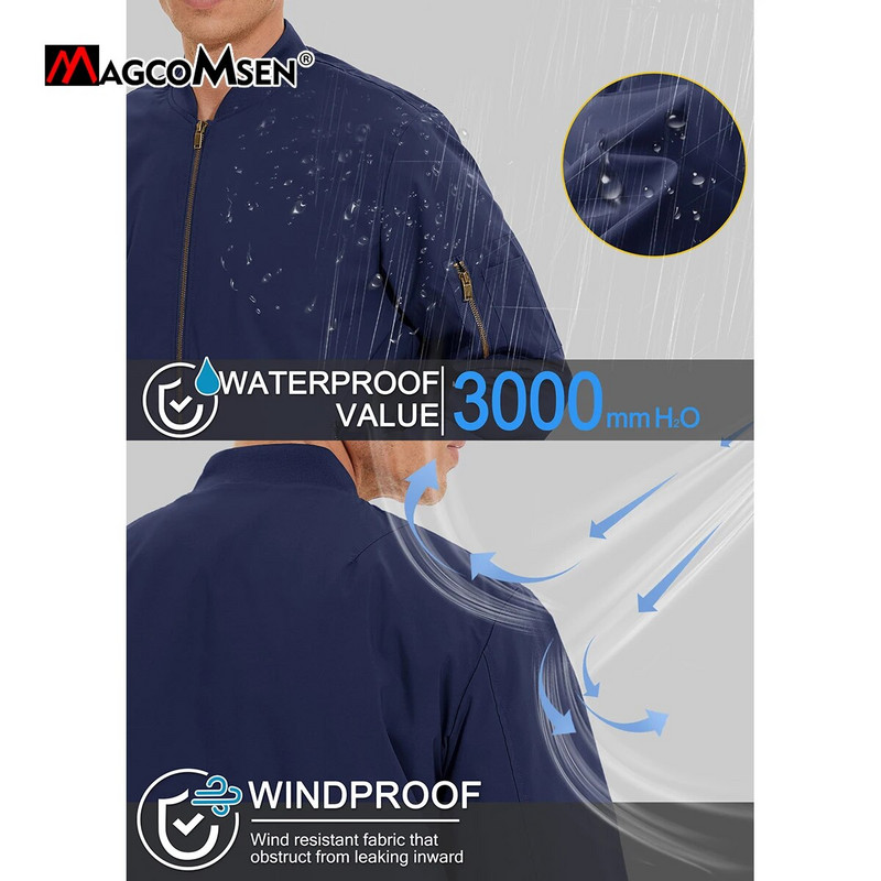 Pánska bomber bunda MAGCOMSEN, jarná/jesenná, teplá, zipsová, prešívaná, vetruodolná, hrubá bunda, pilotná, vrchné oblečenie, streetwear
