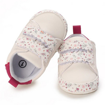 Бели бебешки новородени модни бебешки обувки Ежедневни обувки с неплъзгаща се мека подметка