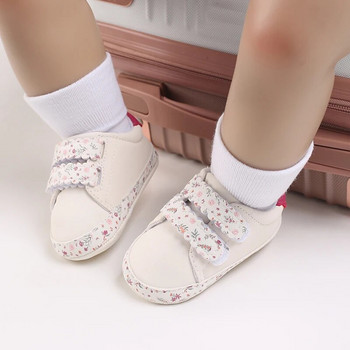 Бели бебешки новородени модни бебешки обувки Ежедневни обувки с неплъзгаща се мека подметка