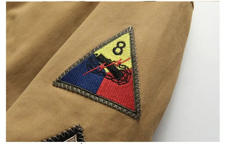 Jachete de bombardier pentru bărbați Jachete pentru pilot Jachete militare Broderie Bumbac Guler cu fermoar Îmbrăcăminte de exterior Paltoane casual supradimensionate