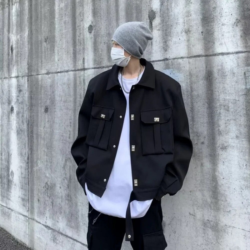 Covrlge kevad-sügis meeste jope, uus mood brändi metallist nööbiga reväär, lühike stiil, meeste trend, tasku, vabaaja mantel MWJ295