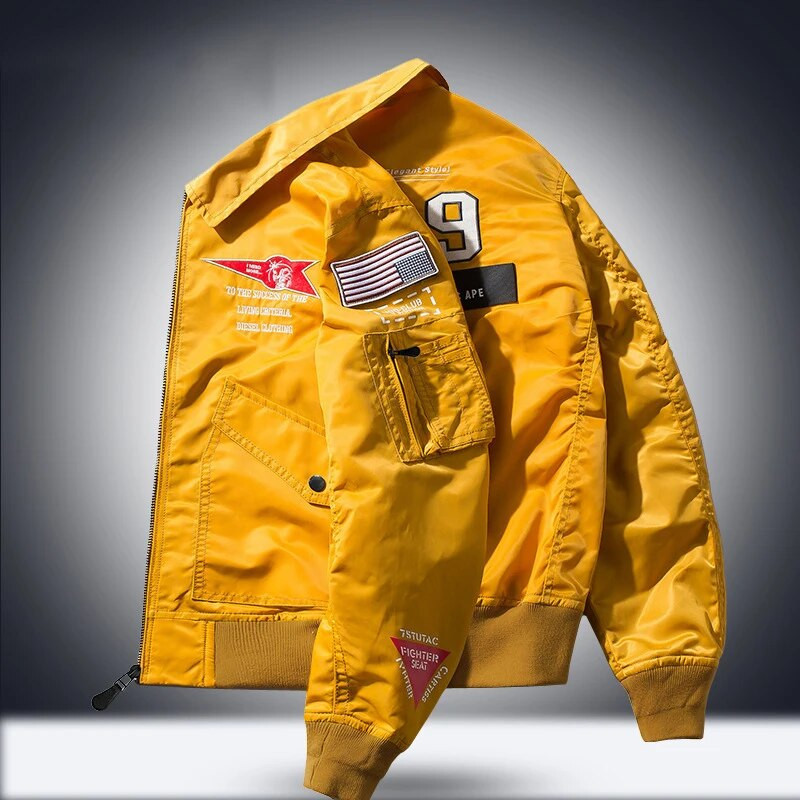 AFS ZDJP Military Bomber Jope Meeste kevad-sügis tänavarõivad Õhujõudude jope Meeste Tuulejope Hip Hop Spliced Chaqueta Hombre