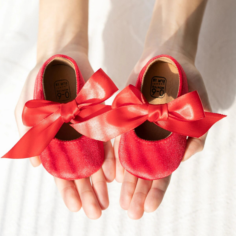 KIDSUN Beebikingad Tüdrukutele Printsessikingad Imikutele Väikelastele Libisemiskindlad Lameda Pehme Tald Puuvill Kumm Armas vibu-sõlm Esimesed Kõndijad Vastsündinu