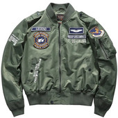 Jachetă bombardier pentru bărbați din SUA Uniformă de baseball Air Force One Army Jumper de aviație Îmbrăcăminte de lucru pentru aviator Jerseu de baseball Broderie pentru bărbați
