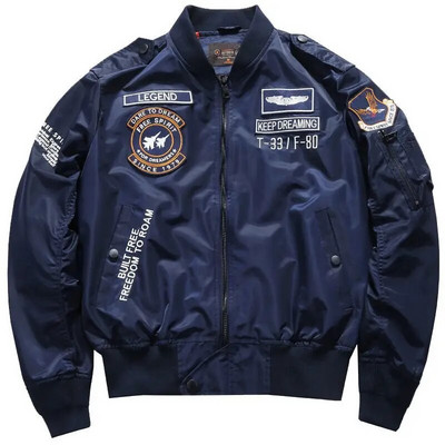 Jachetă bombardier pentru bărbați din SUA Uniformă de baseball Air Force One Army Jumper de aviație Îmbrăcăminte de lucru pentru aviator Jerseu de baseball Broderie pentru bărbați