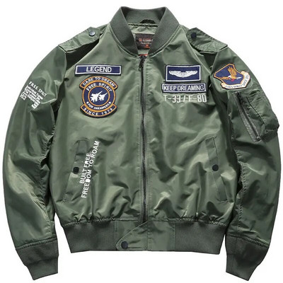 Jachetă bombardier pentru bărbați din SUA Uniformă de baseball Air Force One Army Jumper de aviație Îmbrăcăminte de lucru pentru aviator Jerseu de baseball Broderie pentru bărbați