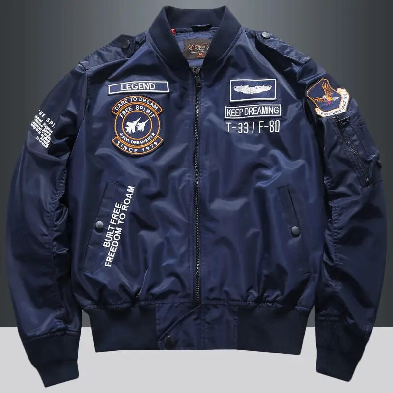 Jachetă bombardier pentru bărbați din SUA Uniformă de baseball Air Force One Army Jumper de aviație Îmbrăcăminte de lucru pentru aviator Jerseu de baseball Broderie pentru bărbați