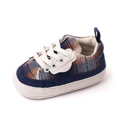 Plátenné kockované topánky pre novorodencov, chlapčenské topánky s mäkkou podrážkou, topánky do kočíka, jarné a jesenné topánky pre bábätká, ležérne tenisky