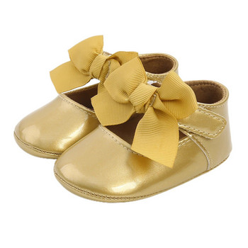 Βρεφικά παπούτσια βάπτισης για μωρά μαλακή σόλα Princess Flats με χαριτωμένο κορδέλα φιόγκο αντιολισθητικά παπούτσια για βρεφική κούνια