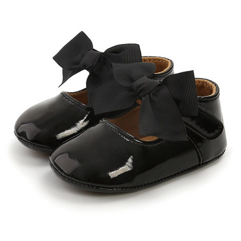 Βρεφικά παπούτσια βάπτισης για μωρά μαλακή σόλα Princess Flats με χαριτωμένο κορδέλα φιόγκο αντιολισθητικά παπούτσια για βρεφική κούνια