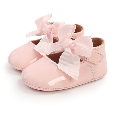 Обувки за кръщене на момиченце Меки обувки на принцеса със сладка панделка Неплъзгащи се обувки за бебешко креватче