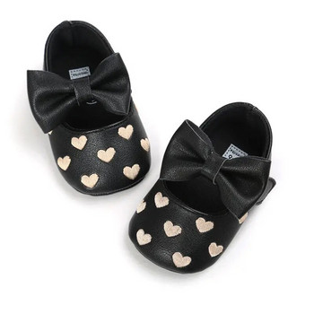 PU кожени обувки за бебе момиче в бонбонени цветове за новородено, раждане с голям лък Сватбен подарък Обувки Prewalker Walking Toddler Shoes