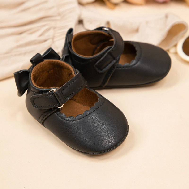 KIDSUN Newborn PU Baby Girl Kings Printsess Bowknot Kummist tallaga Libisemisvastane Kleit Kingad Esimesed Kõndijad Väikelapse võrevoodi kingad Mokassiinid