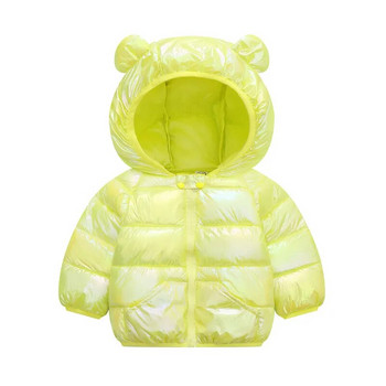 1 2 3 4 5 χρονών Χειμώνας βρεφικό μπουφάν μονόχρωμο γυαλιστερό Keep ζεστό Παλτό Μικρή Πριγκίπισσα με κουκούλα με φερμουάρ Εξωτερικά ρούχα Παιδικά ρούχα