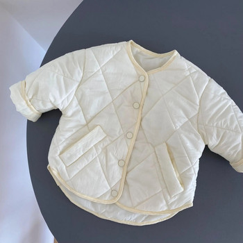 Βαμβακερά ρούχα 2023 Χειμώνας με μασίφ διαμαντένιο δικτυωτό πλέγμα Παχύ παλτό για μωρό για αγόρι Παιδικό απλό ζεστό μπουφάν