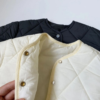 Βαμβακερά ρούχα 2023 Χειμώνας με μασίφ διαμαντένιο δικτυωτό πλέγμα Παχύ παλτό για μωρό για αγόρι Παιδικό απλό ζεστό μπουφάν