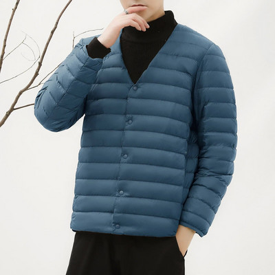 Muška jakna s okruglim izrezom koja se može pakirati, ultra lagana, kratka jakna s donje strane, radna muška jakna