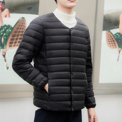 Muška jakna s okruglim izrezom koja se može pakirati, ultra lagana, kratka jakna s donje strane, radna muška jakna