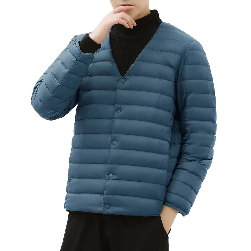 Muška jakna s okruglim izrezom koja se može pakirati, ultra lagana, kratka jakna s donje strane, radna muška jakna