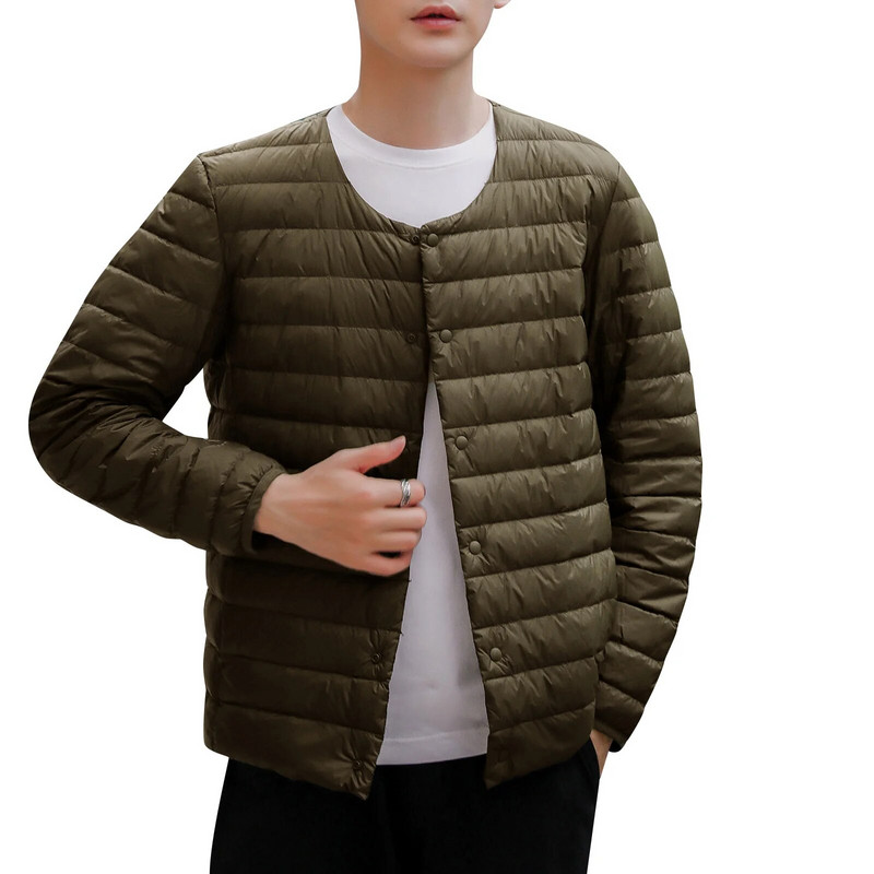 Muška jakna s okruglim izrezom koja se može pakirati, ultra lagana, kratka jakna s donje strane, radna muška jakna