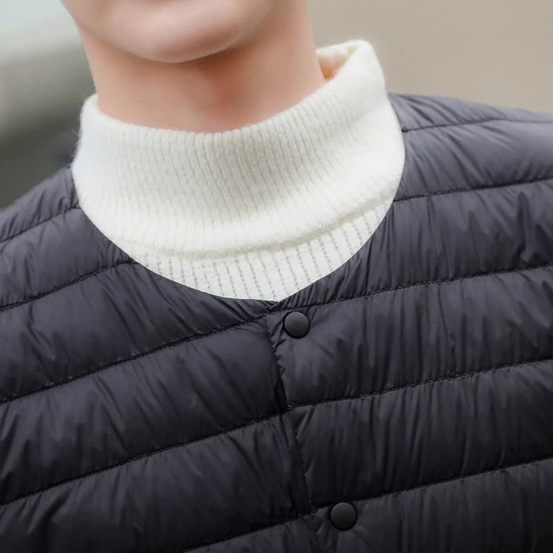 Muška jakna s okruglim izrezom koja se može pakirati, ultra lagana, kratka jakna s donje strane, radna muška jakna