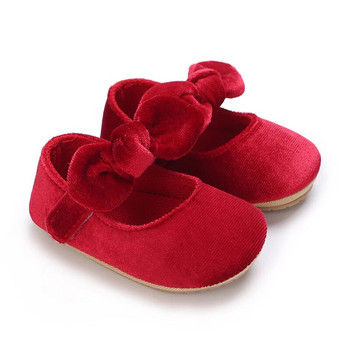 Обувки за принцеси за бебешки момичета Пролет Есен Прохождащи малки деца Червени детски обувки с меко дъно Първи проходилки 0-18M Противоплъзгащи се с гумена подметка