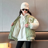 Kórejské zimné detské dievčenské baseballové bavlnené bundy, kontrastné jednoradové športové kabáty pre školské dievčatá, zimné oblečenie