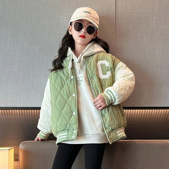 Κορεατικά χειμωνιάτικα παιδικά κορίτσια μπέιζμπολ από βαμβακερό μπουφάν εφηβικής κοπέλας Αντίθεση Αθλητικά πανωφόρια μονόπουλα Σχολικά χειμερινά ρούχα για κορίτσια