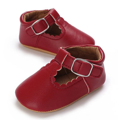 Pantofi pentru nou-născut, cu dungi din piele PU, pentru băieți, fete, pentru copii mici, talpă din cauciuc, mocasini anti-alunecare pentru primii plimbări pentru sugari