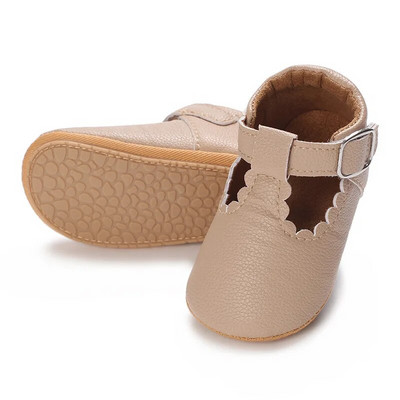 Pantofi pentru nou-născut, cu dungi din piele PU, pentru băieți, fete, pentru copii mici, talpă din cauciuc, mocasini anti-alunecare pentru primii plimbări pentru sugari