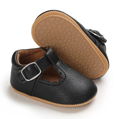 Pantofi pentru nou-născut, cu dungi din piele PU, pentru băieți, fete, pentru copii mici, talpă din cauciuc, mocasini anti-alunecare pentru primii plimbări pentru sugari