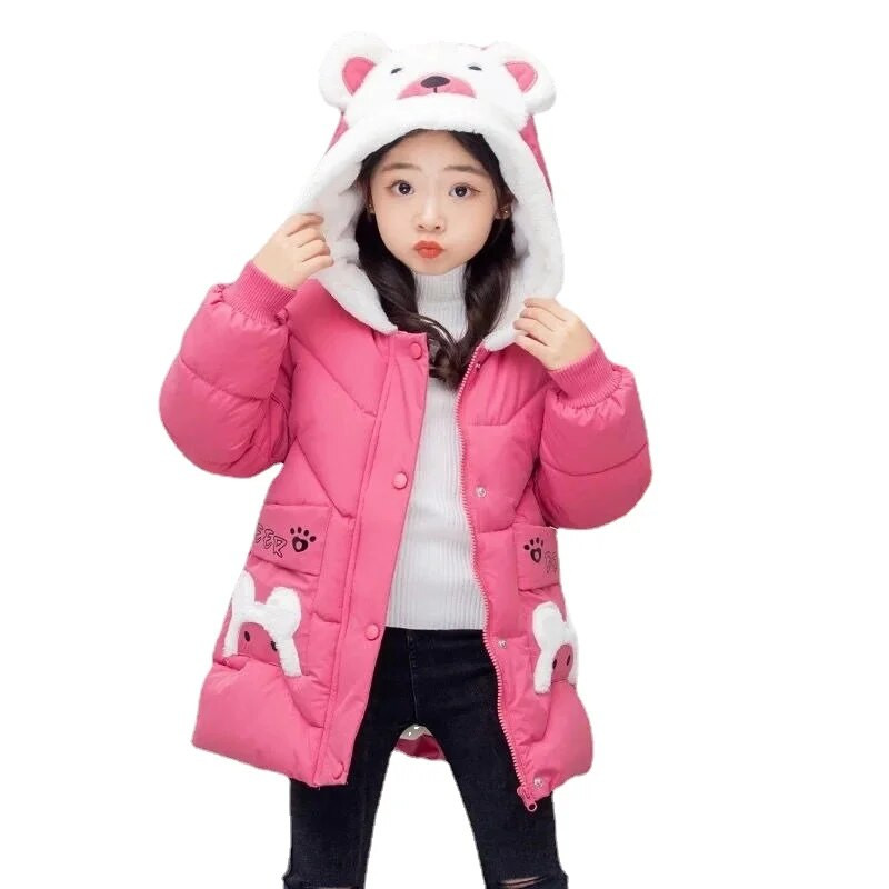 Nauja vaikiška striukė mergaitei stora 9 žiema 8 šiltas paltas mada Parka viršutiniai drabužiai su gobtuvu Vaikiški drabužiai mergaitėms drabužiai 7 10 12 m.