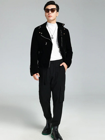 Mauroicardi kevadsügis jahe ilus lühike Burgundia must sametine moto- ja bikerjakk Meeste pikkade varrukatega luksuslikud disainerrõivad