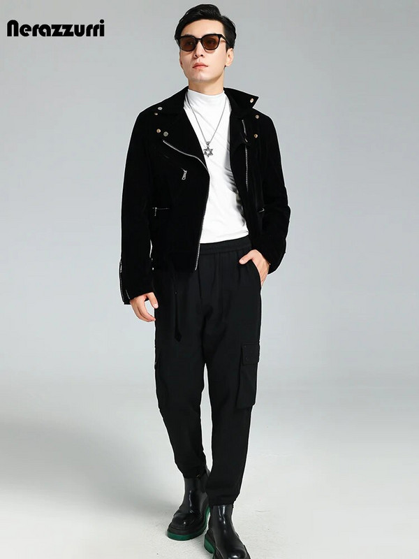 Mauroicardi kevadsügis jahe ilus lühike Burgundia must sametine moto- ja bikerjakk Meeste pikkade varrukatega luksuslikud disainerrõivad