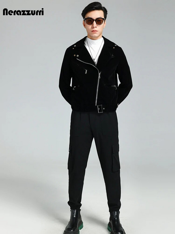 Mauroicardi kevadsügis jahe ilus lühike Burgundia must sametine moto- ja bikerjakk Meeste pikkade varrukatega luksuslikud disainerrõivad