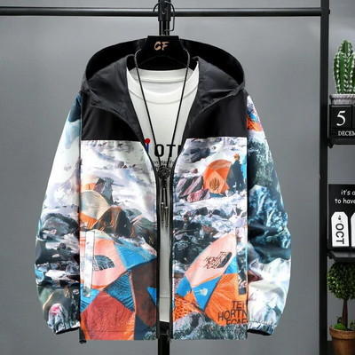 VIANKANI Nová obojstranná pánska bunda, pánska módna vetrovka s geometrickým vzorom 2023, ľahké vrchné oblečenie S-8XL