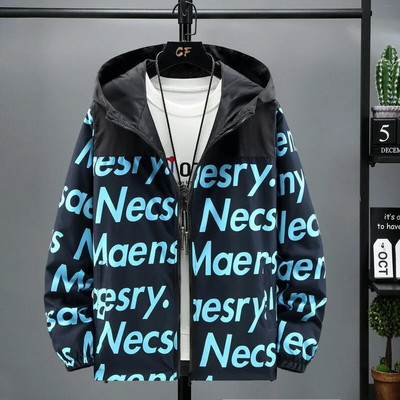 VIANKANI Nová obojstranná pánska bunda, pánska módna vetrovka s geometrickým vzorom 2023, ľahké vrchné oblečenie S-8XL