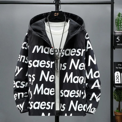 VIANKANI Nová obojstranná pánska bunda, pánska módna vetrovka s geometrickým vzorom 2023, ľahké vrchné oblečenie S-8XL