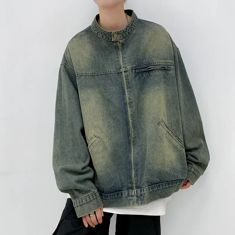 Ameerika mootorrattaga pestud teksajakk meeste naiste retro tõmblukuga disainiga gradient pesapallijoped Unisex aluskraega kaubamantel