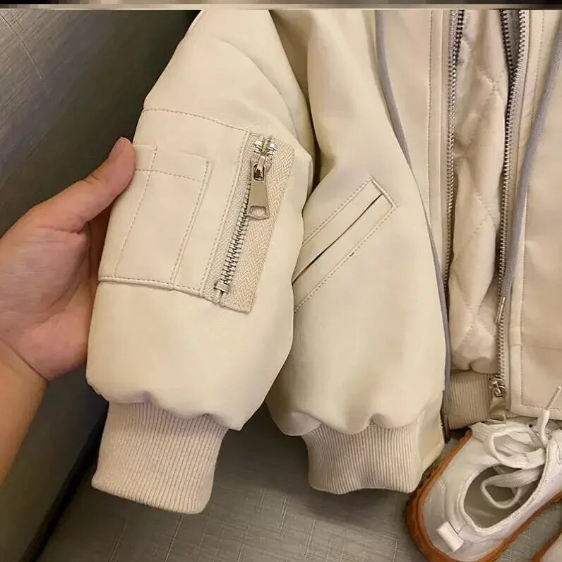 Talvine väikelapse väikelaps lastele mood beebitüdruk poiss PU-nahkjakk kapuutsiga nahkmantel mood Chaqueta paksud riided 1-7 aastat