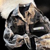 Funkčná vetrovka Tooling pre mužov na jar a jeseň, trendy drsný, pekný japonský trendy značkový džínsový kabát